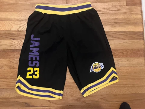Lebron James Shorts Mens Small Black Los Angeles Lakers NBA Basketball Cover