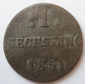 Sechsling 1851 - (6 Pfennig) - Original coin KM#572 - HAMBURG -#R133 - Picture 1 of 3
