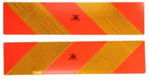 2x Warntafel Warnschild Heckmarkierung Zugmaschine Warnmarkierung rot orange LKW - Bild 1 von 3
