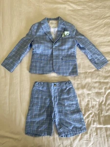 Janie & Jack Boys Matching Shorts Suit, Light Blue -Jacket Size 5, Shorts Size 6 - Picture 1 of 13