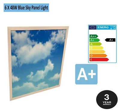 6 X 48W Sky Cloud Pattern LED Flat Slim Panel Light Ceiling Lamp 600x600 mm + Dr - Image 1 of 4