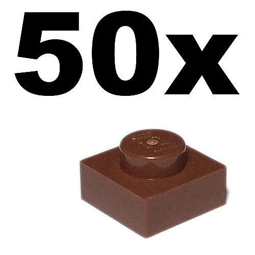 NEW LEGO - PLATES - 1 x 1 - Brown Reddish plate x 50 - 1x1 - Image 1 of 1