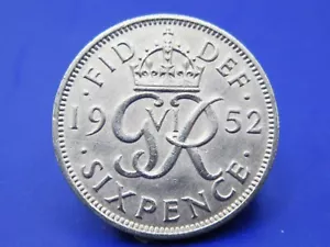 BRITISH SIXPENCE 1952 LOW MINTAGE / SNIFF'S ANCIENT COINS T-4/5 - Picture 1 of 5