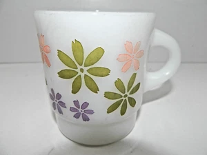 FIRE-KING ANCHOR HOCKING RARE HIPPY FLOWER POWER MUG, COLORFUL,C HANDLE, VINTAGE - Picture 1 of 7