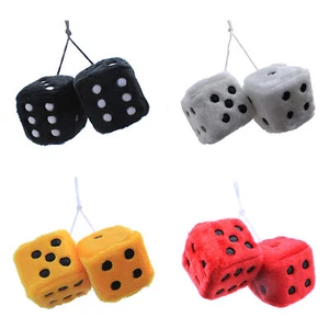 Fuzzy Dices Nostalgic Retro Square Soft Dice With White Dots Fuzzy Dice For Car - Picture 1 of 16