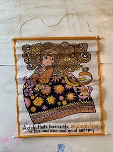 Rare Vintage Belinda Lyon Tea Towel Wall Art Sabbath Child 1970s Hippie - Picture 1 of 4