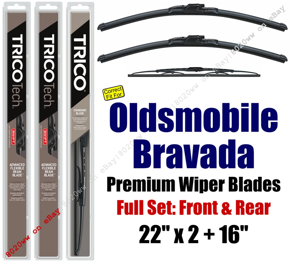 Limpiaparabrisas 3pk delantero trasero apto Oldsmobile Bravada 2001-2004 19220x2/30160 Foto 1 de 1