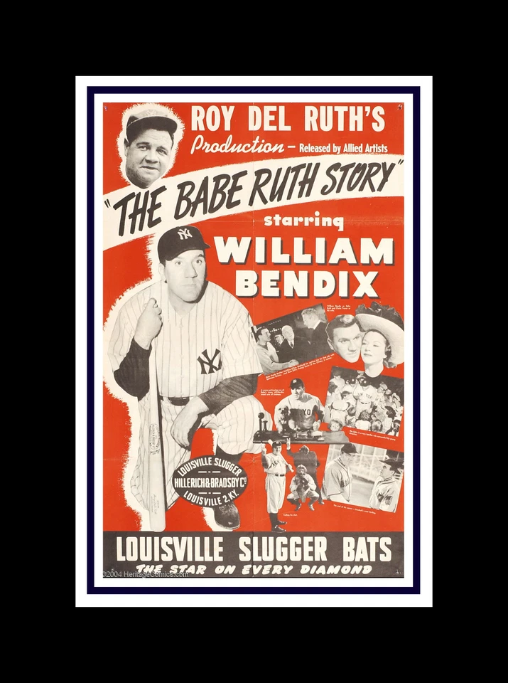 NEW YORK YANKEES MATTED PHOTO OF "THE BABE RUTH STORY" MOVIE POSTER - Image 1 of 1