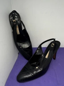 Vintage Gucci 1980’s Slingbacks 3” Heel Textured Leather Scent Size 38 M - Picture 1 of 12