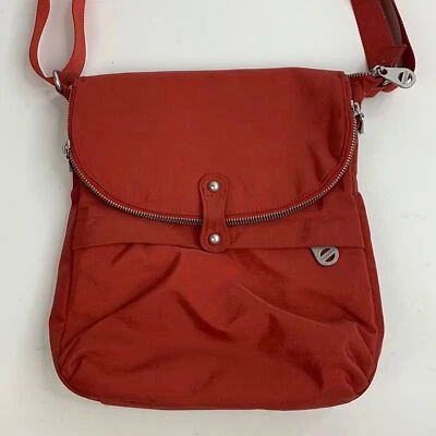 Baggallini Nylon Crossbody Bag Brick Red color Adjustable Strap Silver Zippers - Image 1 of 4