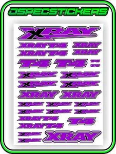 XRAY RC CAR STICKER SET VINYL DECAL T4 1/10 4WD PURPLE DRIFT A4 TAMIYA HPI R/C - Picture 1 of 5