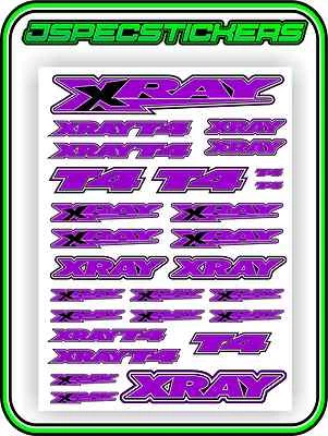 XRAY RC CAR STICKER SET VINYL DECAL T4 1/10 4WD PURPLE DRIFT A4 TAMIYA HPI R/C  - Image 1 of 4