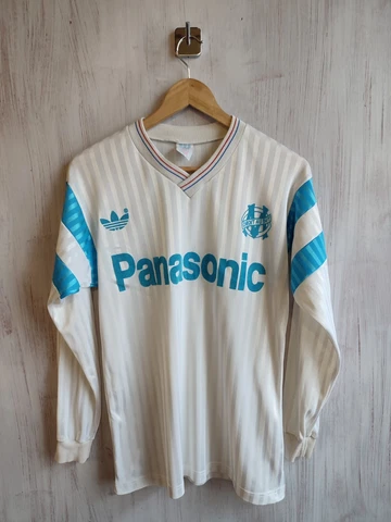 Olympique Marseille 1989 1990 Home Sz S Adidas shirt jersey soccer kit tee L/S Cover