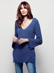 Suéter túnica suéter de invierno Free People flor de la pasión azul pequeño venta al por menor $148 - Imagen 1 de 1
