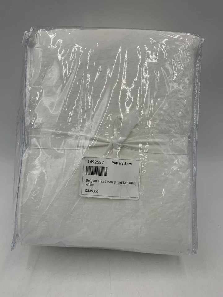 Pottery Barn Belgian Flax Linen Sheet Set King White