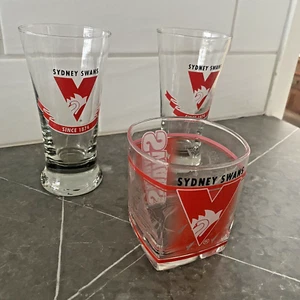 Sydney Swans AFL glassware 2 x 240ml Beer & 1 x 280ml Spirit Clear Collectables - Picture 1 of 14