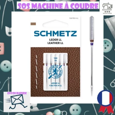 Lot 5 Aiguilles Schmetz Leather LL 130/705 H‑LL – Tailles 80/12, 90/14 & 100/16