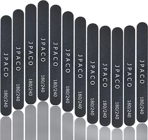 12-Pack Professional Nail Files: Double-Sided 180/240 Grit Emery Boards Natural, - Picture 1 of 12