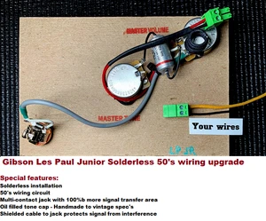 Gibson Les Paul Junior Solderless Wiring Upgrade -50's wiring + Handmade oil cap - Picture 1 of 6