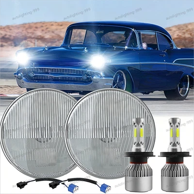 Faros LED redondos de 2 x 7"" para Chevrolet Bel Air 1953-1957/150/210 Impala Ford Foto 1 de 4