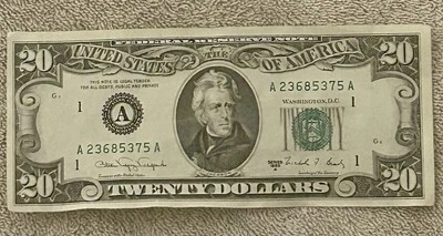  VERY RARE BOSTON FIRST RUN Series 1988 A $20 BILL FEDERAL RESERVE NOTE CLEAN - Image 1 of 4