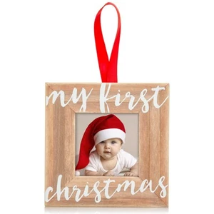 Pearhead Baby’s First Christmas Wooden Picture Frame Ornament, Newborn Milest... - Picture 1 of 8