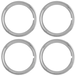 SET OF 4 13" CHROME WHEEL TRIM RINGS BEAUTY RIM RING GLAMOUR BANDS STEEL RIMS - Picture 1 of 8