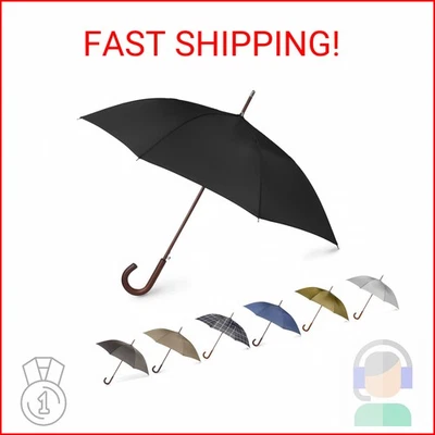 Guarda-chuva totes abertura automática cabo de madeira J Stick, preto - Imagem 1 de 2