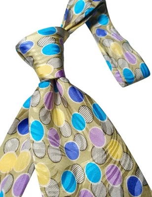 Vintage Tie Luxury Pure Silk 9,5 Cm Wide Perfect Made In Italy Rare Pattern Pois - Imagen 1 de 4
