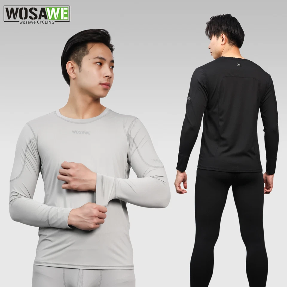 WOSAWE Cool-Feel Base Layer Suit Men's Quick-Dry High-Stretch Undershirt/Tights - Image 1 of 4