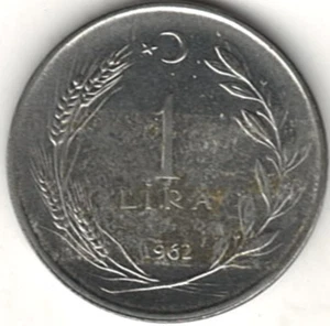 1962 ONE LIRA FROM TURKEY ~  stk 4968 - Picture 1 of 4