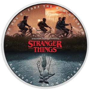 Moneda de 1 oz color plata Tuvalu Stranger Things The Upside Down 2026 - Imagen 1 de 5