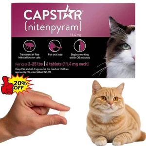 Capstar Nitenpyram 11,4 mg 6 comprimidos para gatos 2-25 libras-\ - Imagen 1 de 8