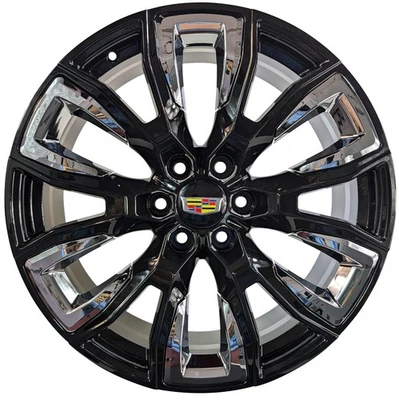 24 Black Chrome wheels 4️⃣PC fit Cadillac Escalade Platinum Luxury Sport EXT - Image 1 of 4