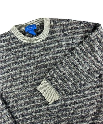 Vintage Sweater Mens Large Beige Brown 3D Knit Nature Grandpa Acrylic Towncraft - Image 1 of 4