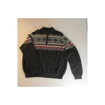 Suéter Izod Clásico 1/4 Cremallera Negro Gris Rojo Diseño Delantero y Trasero Para Hombre XL  Foto 1 de 4
