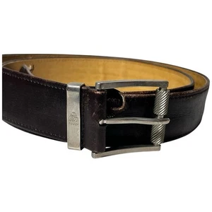 Old Vintage Ca. 1970s Men's Gucci Belt Brown Leather Logo Silver Toned Size 34 - Picture 1 of 19