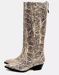 ZARA NEU DAMEN COWBOYSTIEFEL SCHLANGENLEDER PRINT UK5 EUR38 US7,5 REF 3004/310 - Bild 1 von 5
