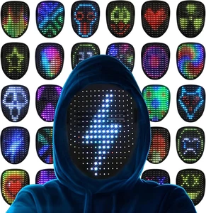 LED Face Mask with Gesture Control & RGB Full Color Static & Dynamic Animation D - Picture 1 of 12
