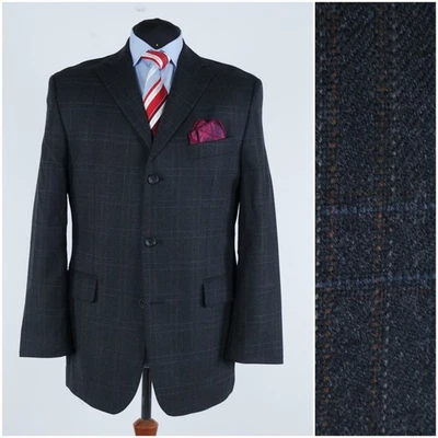 Mens Wool Cashmere Blazer 42R UK Size ROBERTO CALLI Check Grey Sport Coat Jacket - Image 1 of 4