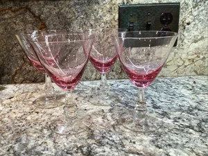 Tiffin-Franciscan Wisteria Pink Water/Wine Goblets Glasses 4 For One Price! 6” - Bild 1 von 5