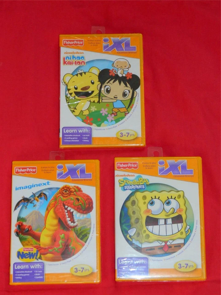 NEW LOT OF 3 FISHER PRICE IXL NI HAO KAI LAN SPONGEBOB IMAGINEXT GAME SOFTWARE - Image 1 of 1