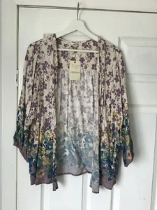 M&S Indigo beautiful cream floral print open front jacket cardigan - 12 BNWT New - Picture 1 of 4