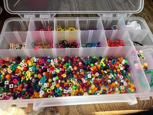 Bead Lot Multi Color Assortment w/ Clear Plastic Storage Box - Picture 1 of 6