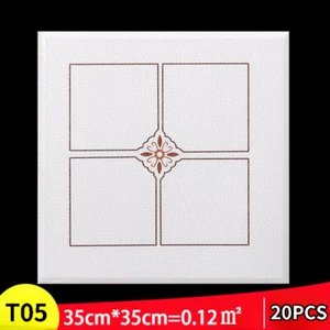 20 Pannelli 3D Schiuma Autoadesiva Carta da Parati Moderna Soffitto Wall Sticker Parlor UK - Foto 1 di 3