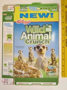 Empty Cereal Box Kelloggs 2007 NEW! WILD ANIMAL CRUNCH Meerkats Z6A15 - Picture 1 of 2