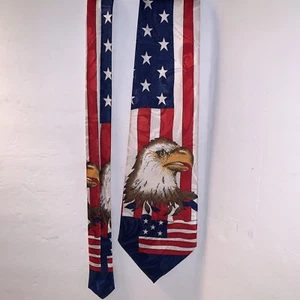 A. Rogers Novelty US Colors Tie - Patriotic Red White Blue Flag Eagle Polyester  - Picture 1 of 6