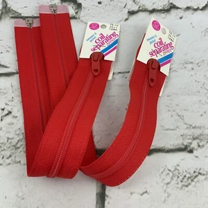 Sweater And Jacket Coil Separating Zipper Red Lot Of 2 Crafting DIY Clothing - Picture 1 of 5