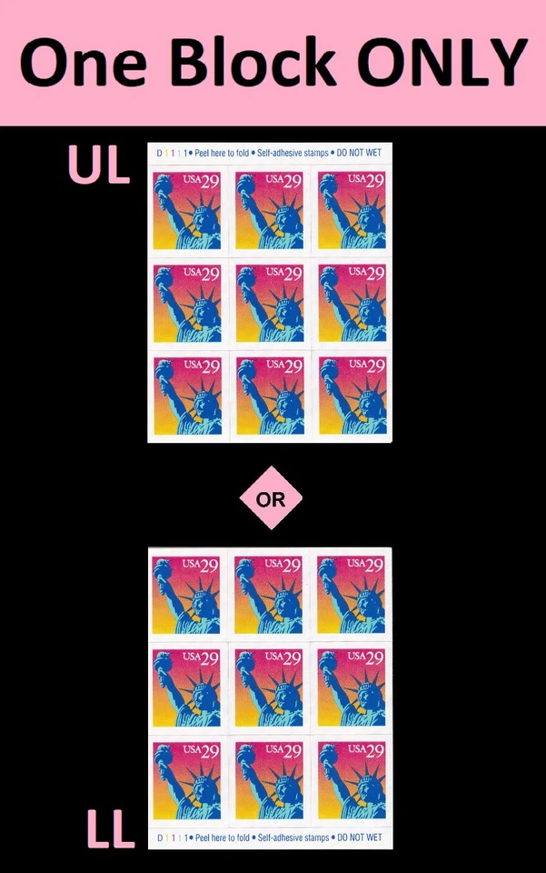 US 2599 Statue of Liberty 29c plate block 9 D1111 MNH 1994 - Image 1 of 1