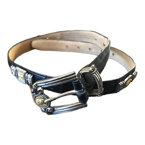 Cintura Vintage Collezione Brighton Museum Pelle Nera Regolabile 1996 Sm 30/31 - Foto 1 di 14